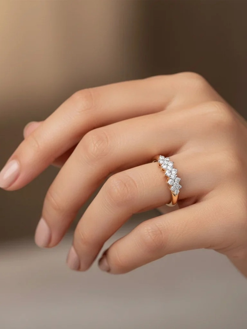 Elegant 18k Solid Yellow Gold Natural Diamond Ring Band
